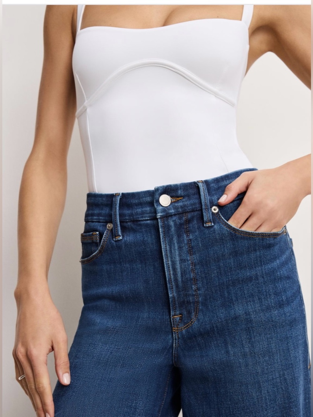 GOOD AMERICAN GOOD WAIST PALAZZO HIGH RISE WIDE LEG jeans New - Picture 14 of 16